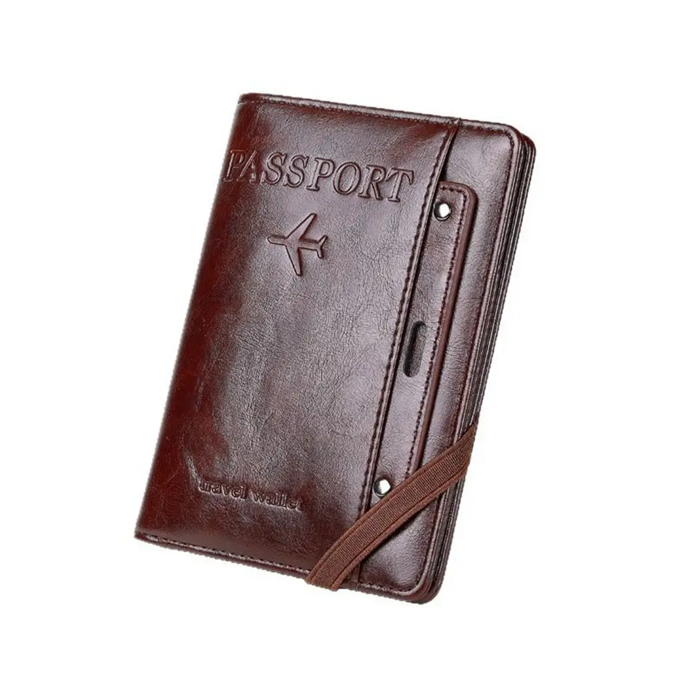 Card Holder PU Passport Bag Purse Ticket Holder Travel Wallet Airplane Check-in Multifunctional Certificate Storage Bag Men