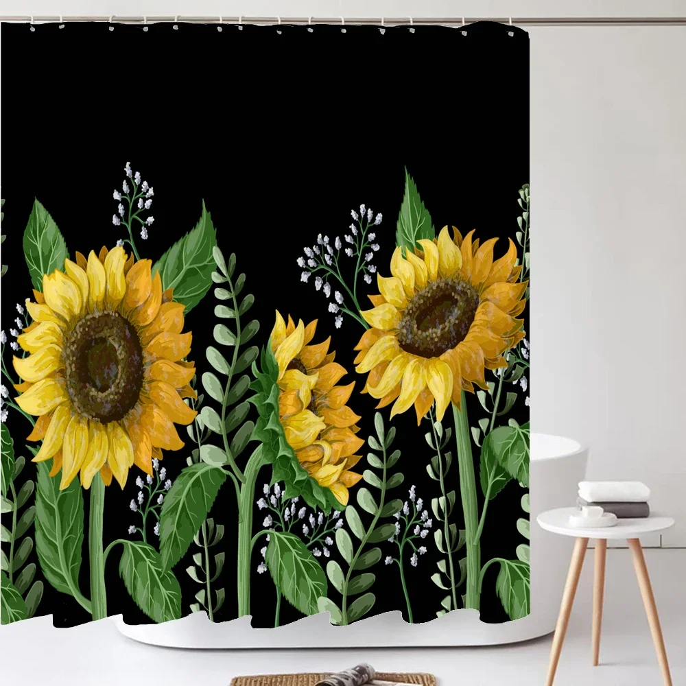 

Color Flowers Plants Shower Curtain Bathroom Waterproof Polyester Shower Curtain Large Size 240X180 3D Printing Bath Curtains