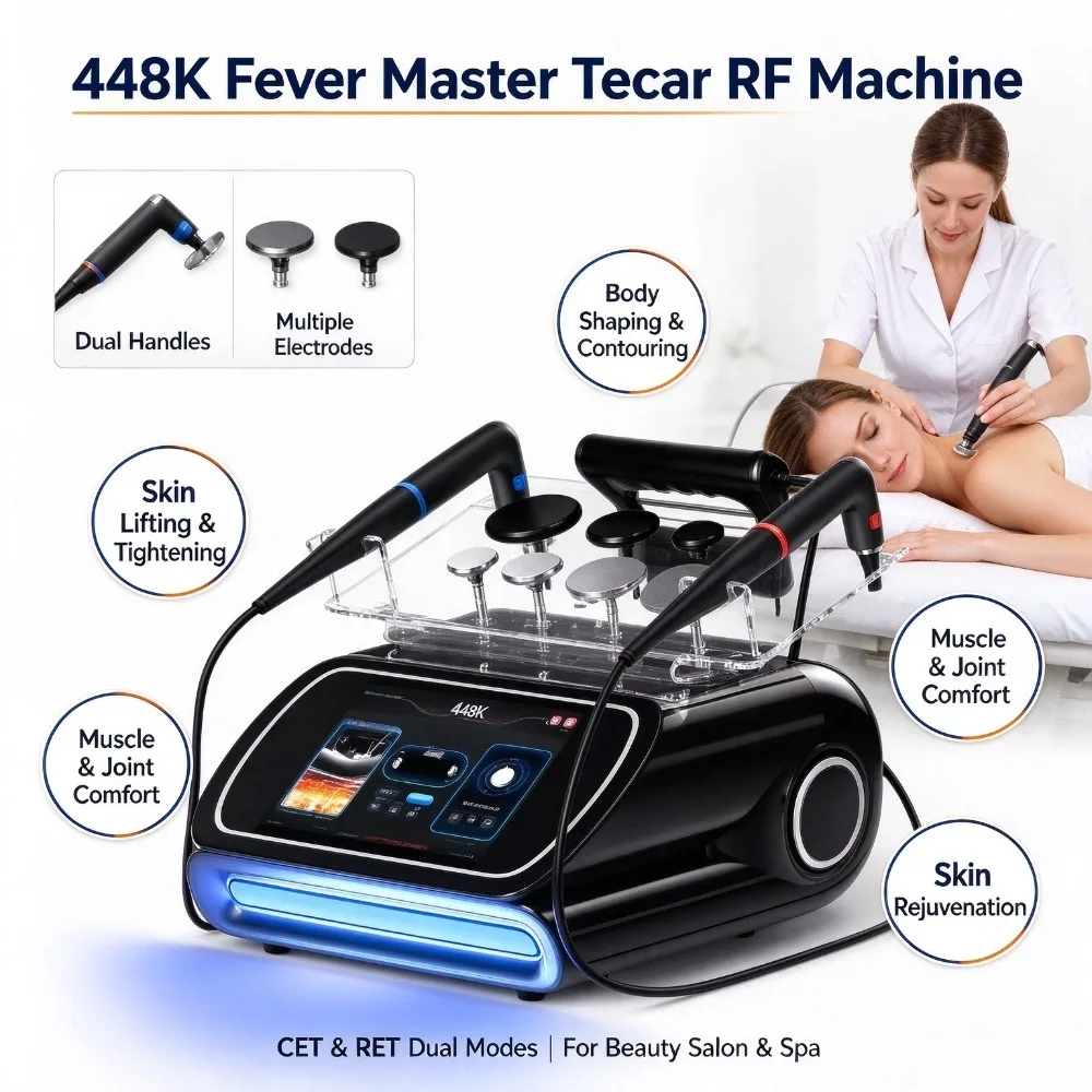 448K Tecar Fever Master RF Machine CET RET Deep Heat Therapy Skin Rejuvenation Body Contouring Device