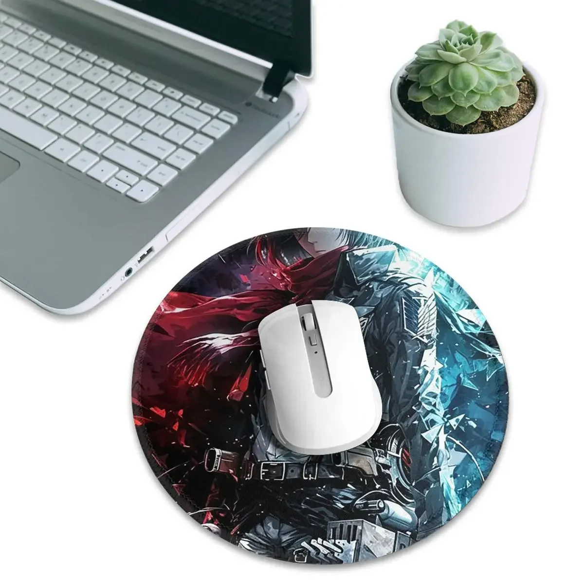 Anime Attack On Titan Mikasa Ackerman Round Mouse Pad Computer Keyboard Mouse Mat Gamer Laptop Desk Mat Office Accessories Table