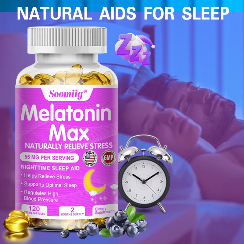 Soomiig Melatonin Capsules Help Improve Beauty, Sleep, Mood, Immune & Brain Health Maintain Emotional Balance