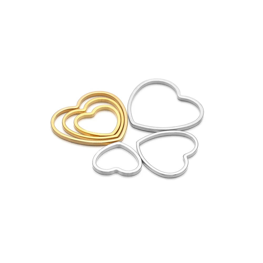 20-50Pcs Stainless Steel Heart Charms Connectors Pendant for DIY Jewelry Making Necklace Supplies Findings Earrings Accessories