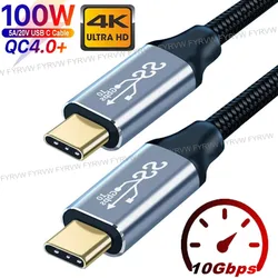 USB3.2 Gen2 10Gbps Cable Thunderbolt 3 4K Video 10Gbps Cable For Macbook Pro 5A PD100W QC4.0 Fast Charging USB Type C Cable Cord