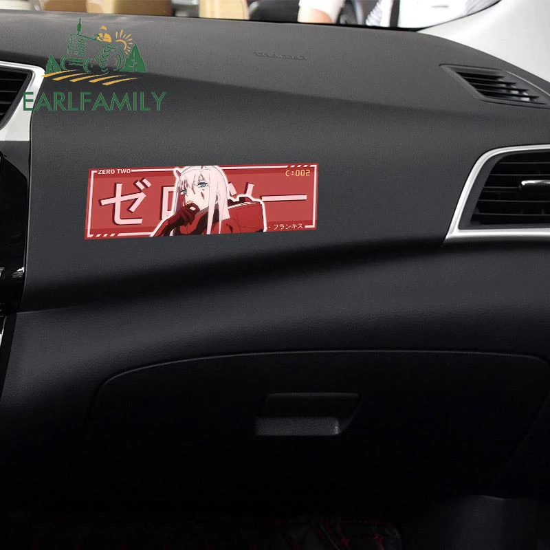 EARLFAMILY 13cm x 4.2cm for Zero Two Drift Slap Fine SUV Car Stickers Waterproof Scratch-proof Anime Decal Suitable for VAN RV