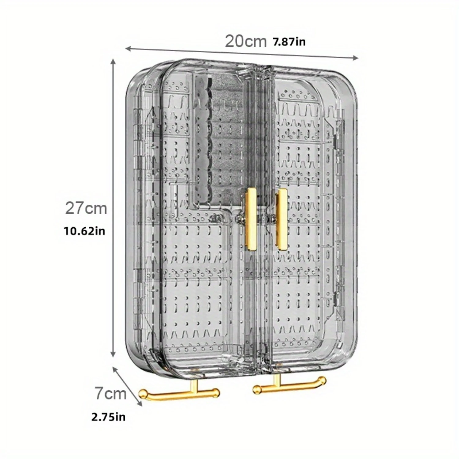 Capacity Wall-Mounted Jewelry Organizer with Transparent Cover - Dustproof & Waterproof Earring Holder, No-Drill Installation fo