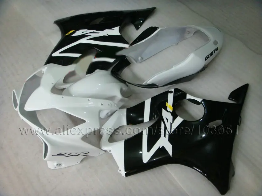 ABS Injection Black Custom Fairing For Honda 04 05 Cbr600 F4i 06 07 CBR600F4i 2004 2005 2006 2007 White  Fairings