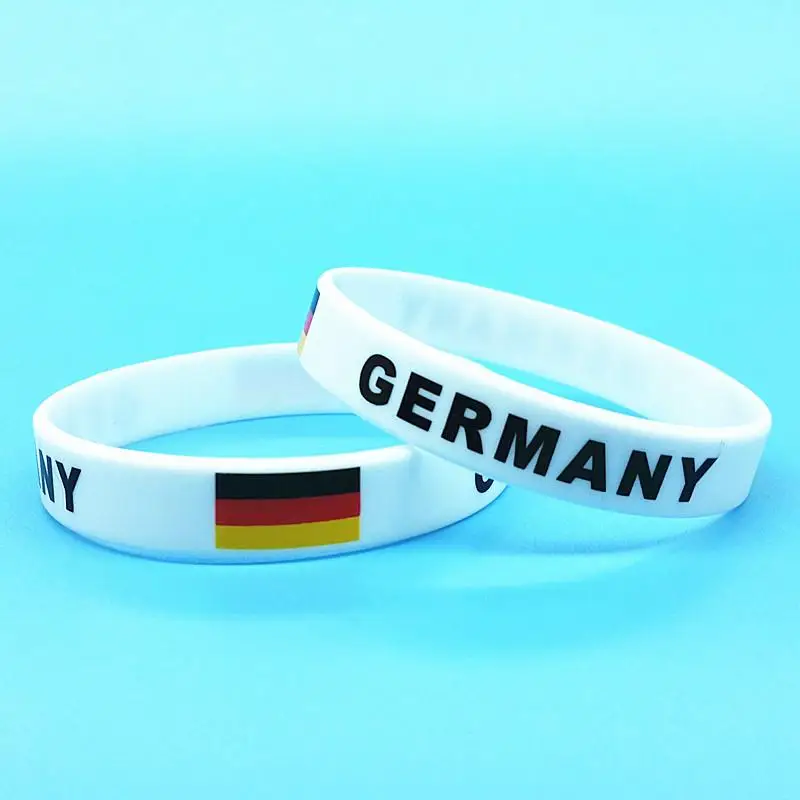 2 stücke Deutschland Flagge drucken Sport Armband Land Flaggen Silikon Armband Frauen Männer Gummiband Armband Armreif Zubehör