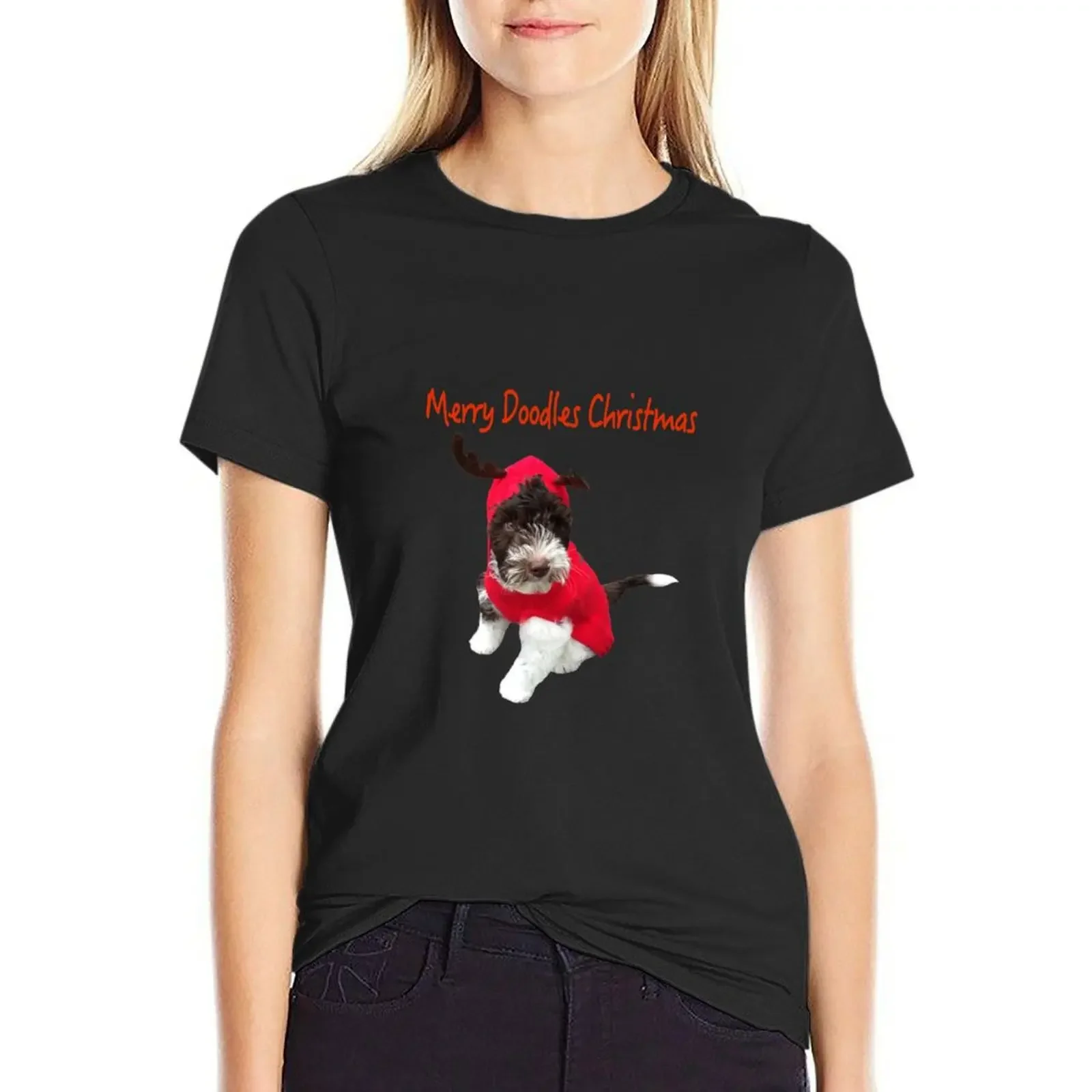 Merry Doodles Christmas With Labradoodle T-Shirt graphics tops t-shirt dress for Women plus size