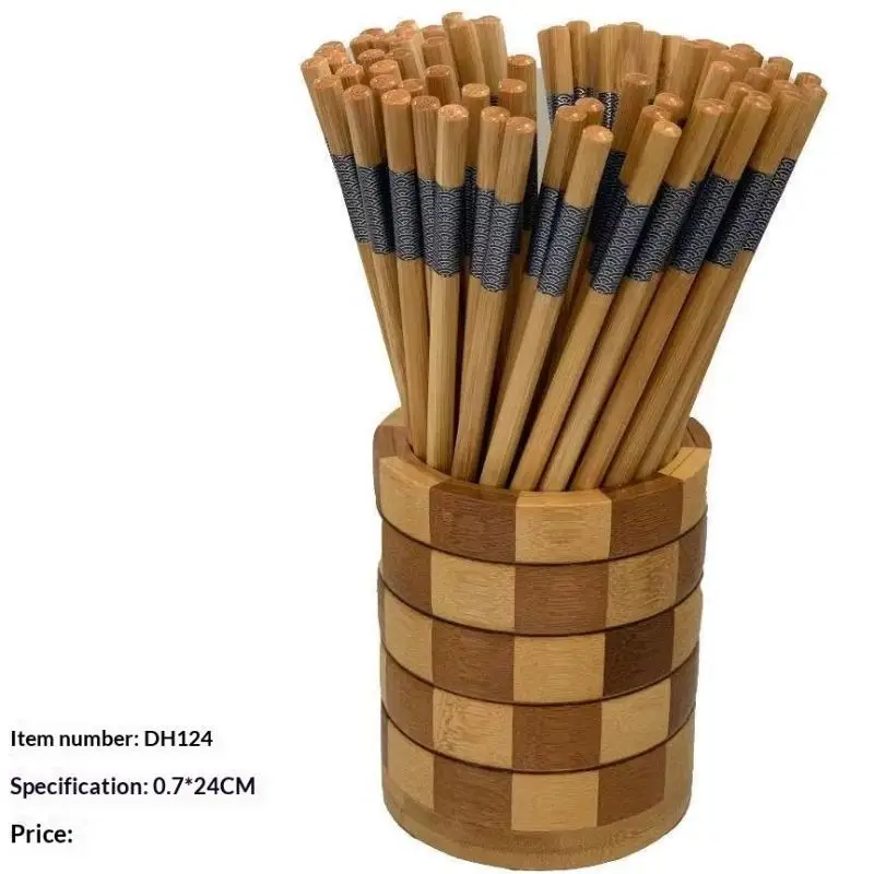 10 Pairs Premium Blue-Edged Bamboo Chopsticks Northern Bamboo Safe High Quality Smooth Elegant For Meals Decoration