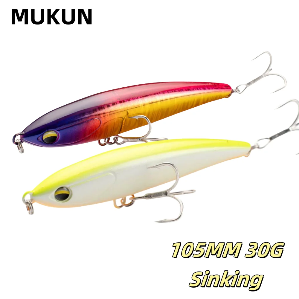 MUKUN 105mm 30g Sinking Pencil Fishing Lures Long Casting Wobbler Artificial Hard Baits Saltwater Winter Sea Fishing Lure