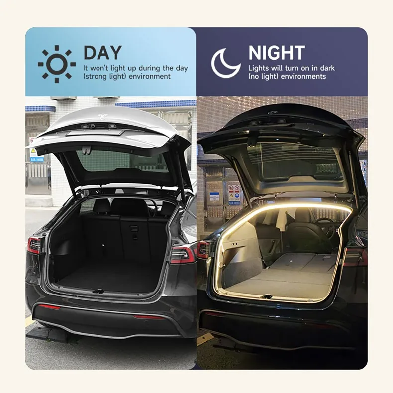 Trunk Light Strip for Tesla Model Y Juniper Accessories Fully Automatic Sensing RGB Tailgate Lighting LED Ambient Lamp 2021-2025