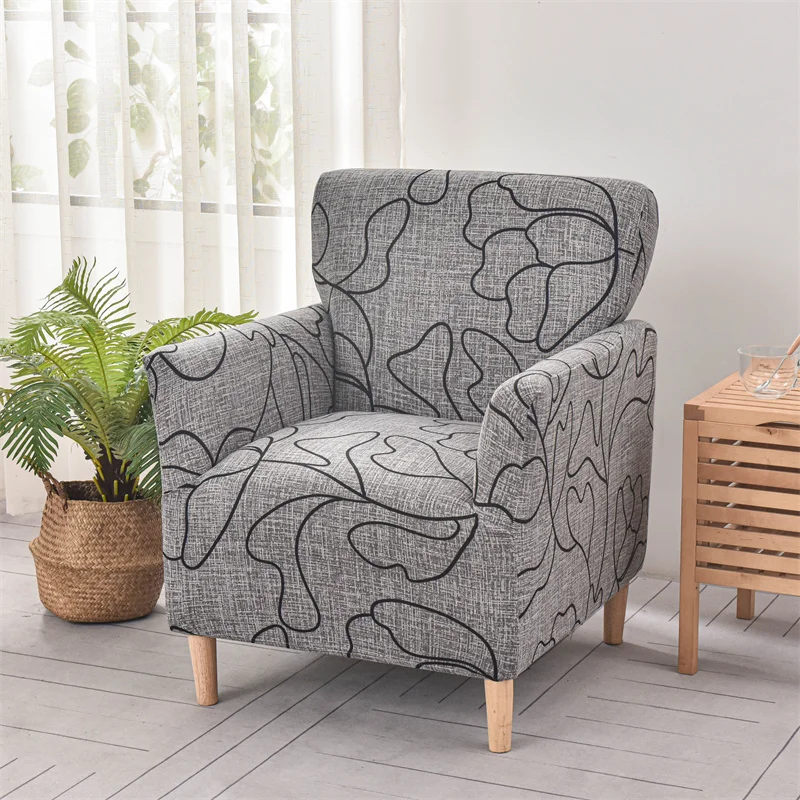 

Floral Printed Tub Chair Covers Stretch Club Armchair Slipcovers Elastic Single Sofa Covers Living Room Bar Counter Hotel