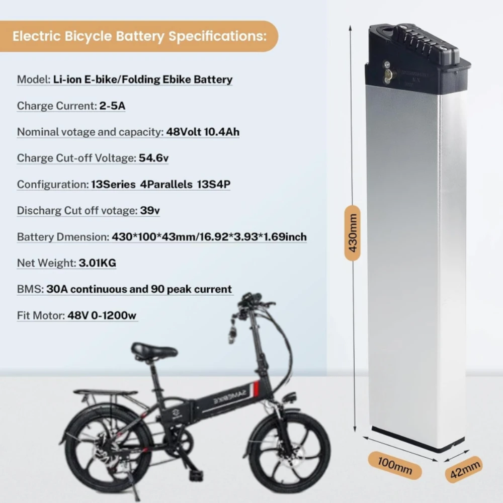 NEW Aleaivy for LAFLY X3/JINGHMA R7 R5 LO26 20LVXD Fiido M1 Folding 48V 10Ah/12Ah/14Ah/16Ah Replacement Battery.