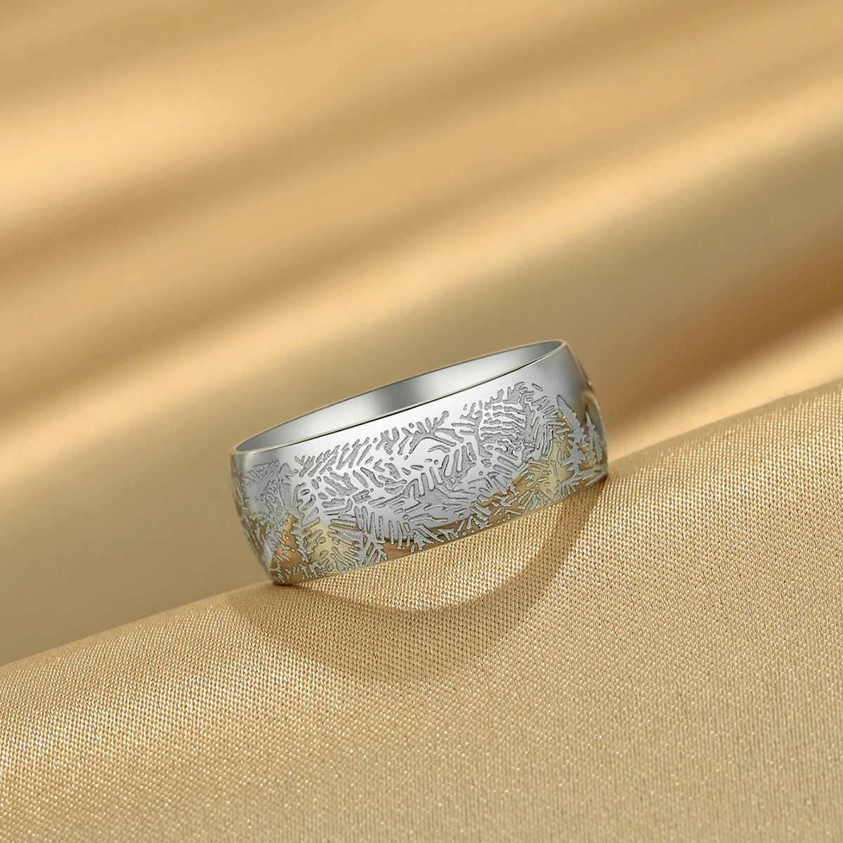 Cxwind Laser carved stainless steel ring, original forest wolf totem pattern ring, personalized jewelry, birthday gift