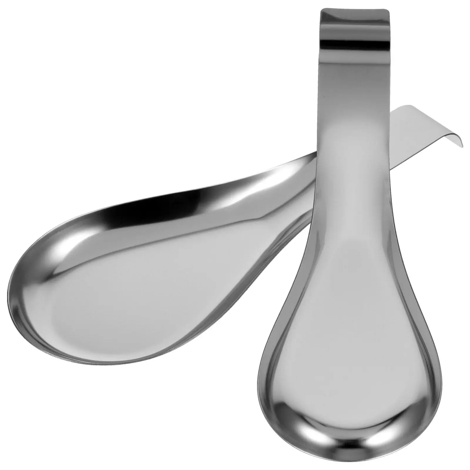 2Pcs Easy Clean Stainless Steel Spoon Rest Versatile Dinner Scoop Rest for Home Kitchen Banquet Decoration Small Metal Spoon