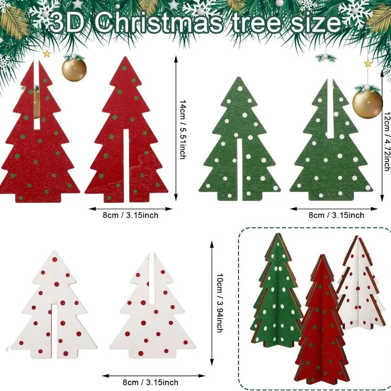 Natural Log Craft Xmas Tree Ornament Scene Decor for Holiday Party Nordic-style Wooden Craftwork for Home Christmas Decoration
