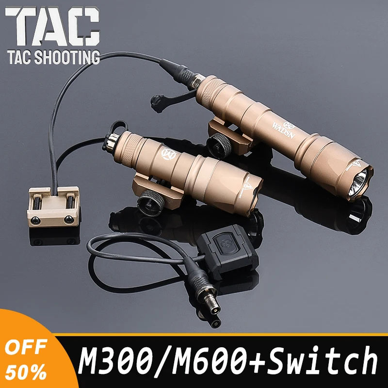 

WADSN M600 M600C M300 M300A Tactical Flashlight Hunting Airsoft Accessory With Modbutton Pressure Switch Fit M-Lok Keymod Rail