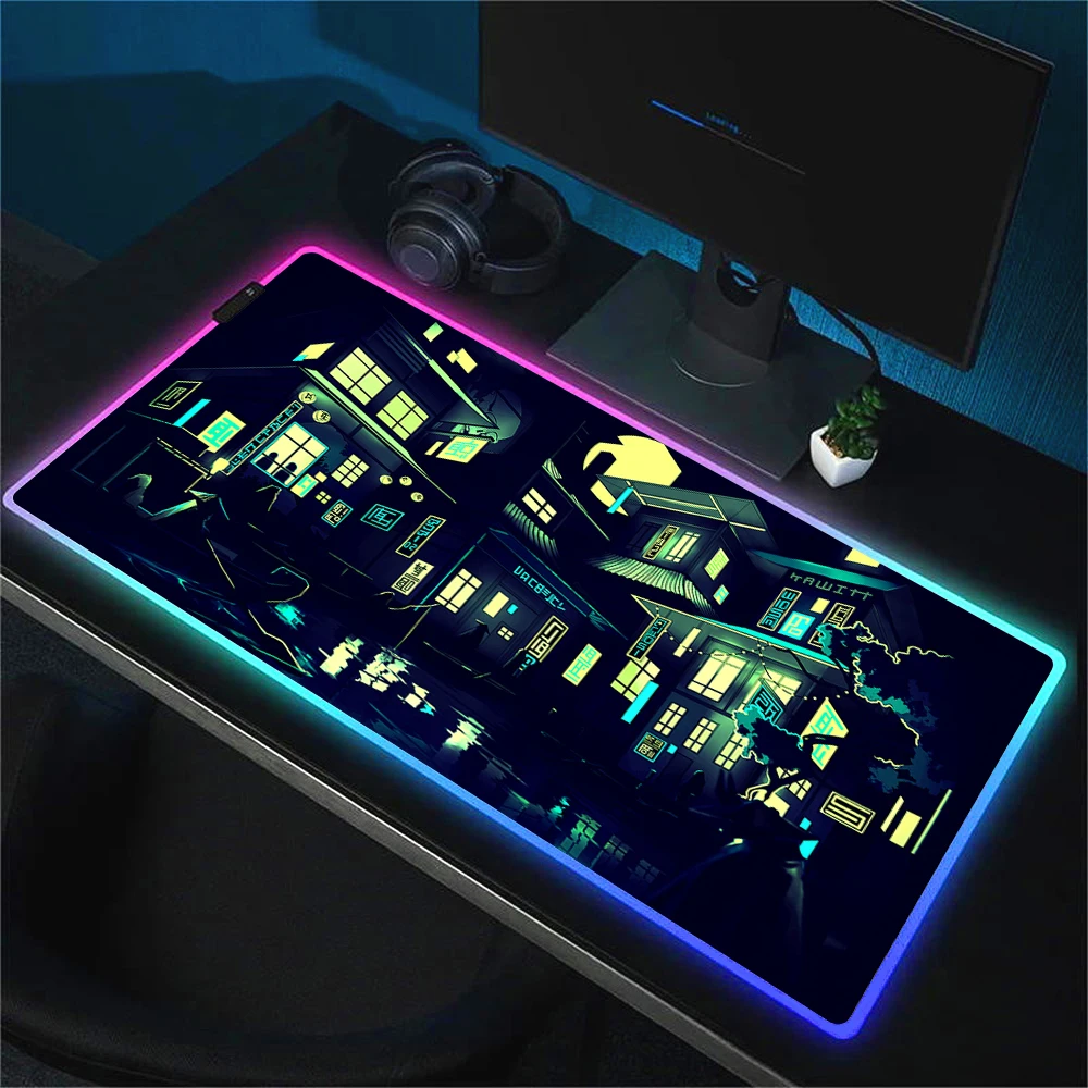 rgb led mouse pad com led retroiluminado antiderrapante gaming mouse mat rubber art mousepad grande lampada de neon computer desk mat teclado xl 01