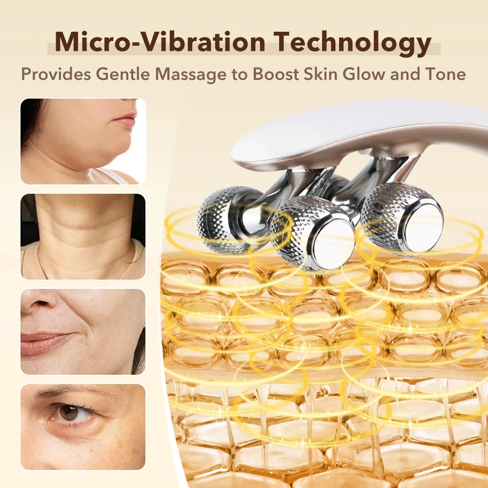 EMS Facial Massager Face & Neck V‑Shape Lifting Roller Rechargeable 3 Mode 19 Levels Microcurrent Vibrating Face Slimmer Device
