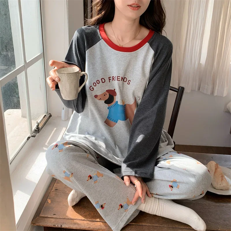 

Sleepwear Women's Clothing Suits Autumn Thin New Home Soft Simple Cozy Loose Slim Casual Casual Breathable Cool Cartoon Cute