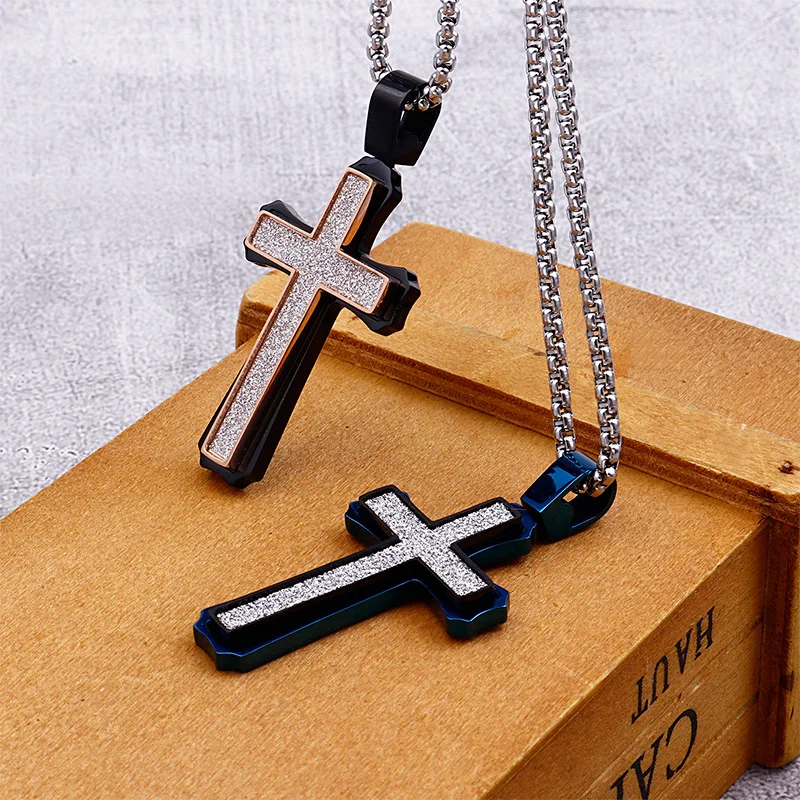 Stainless Steel Catholic Christian Religious Crucifix Cross Necklace and Male Chain Jewelry, Colar Masculino, for Women and Men