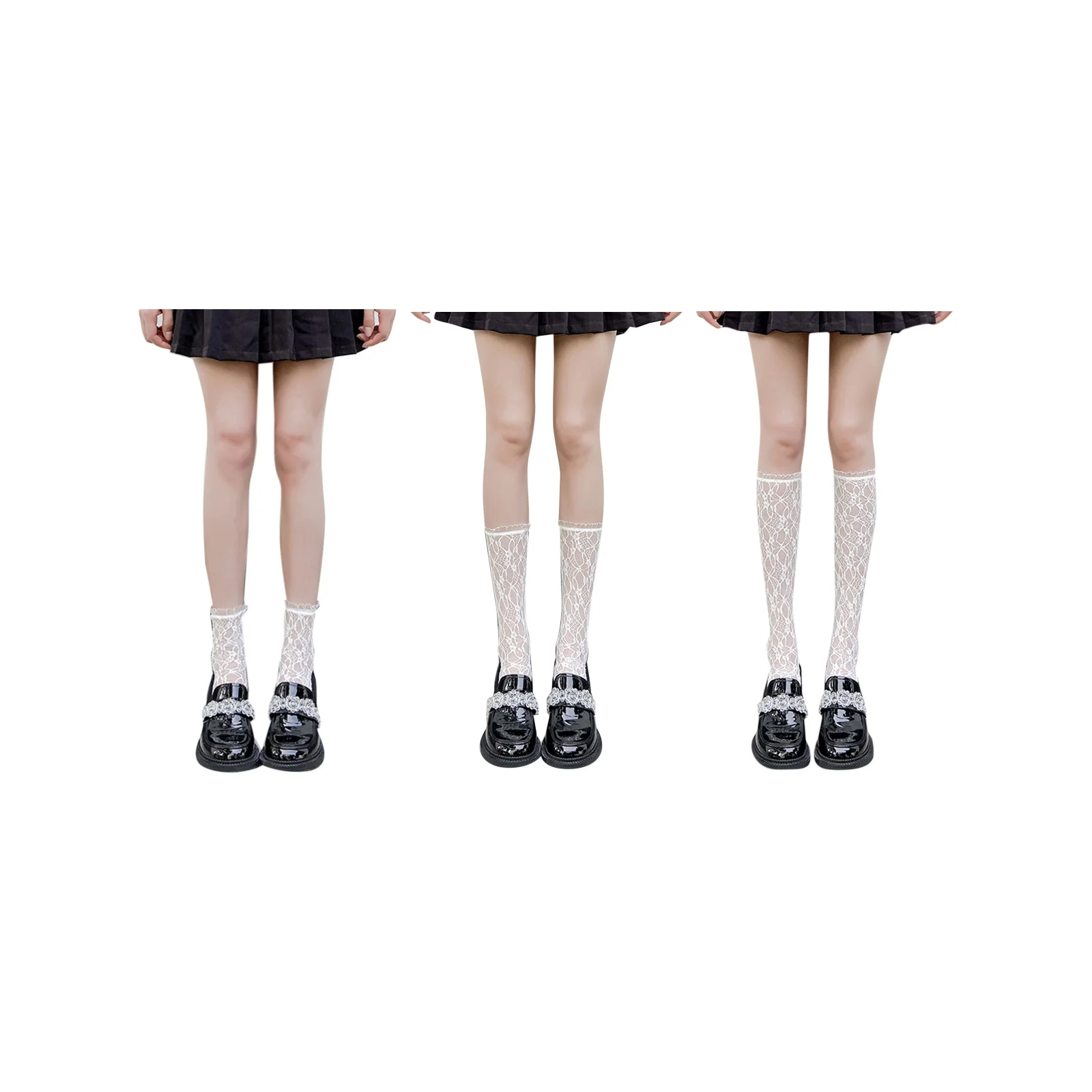 

Комплект из трех предметов: кружевные носки в стиле Лолита (средние + длинные + короткие)