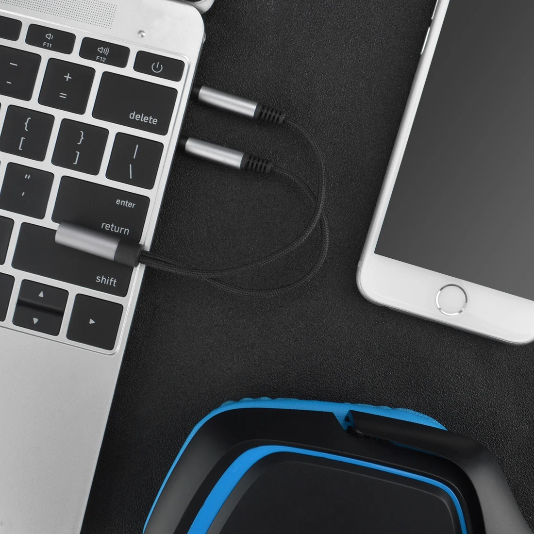 Geekria adaptador Y divisor de auriculares trenzados de nailon, Cable divisor de auriculares para PC, ordenador portátil Y portátil, versión antigua