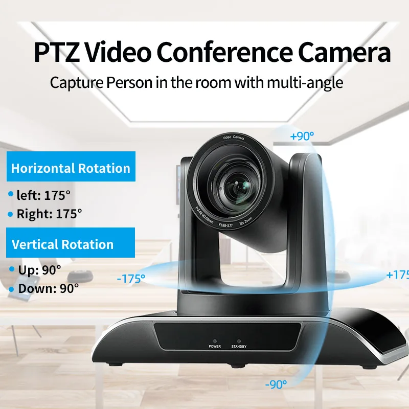 Video Conference Camera 12X/20X Optical Zoom 1080P 60fps HDMI/USB PTZ Camera Meeting Online Learn with Zoom Skype OBS More