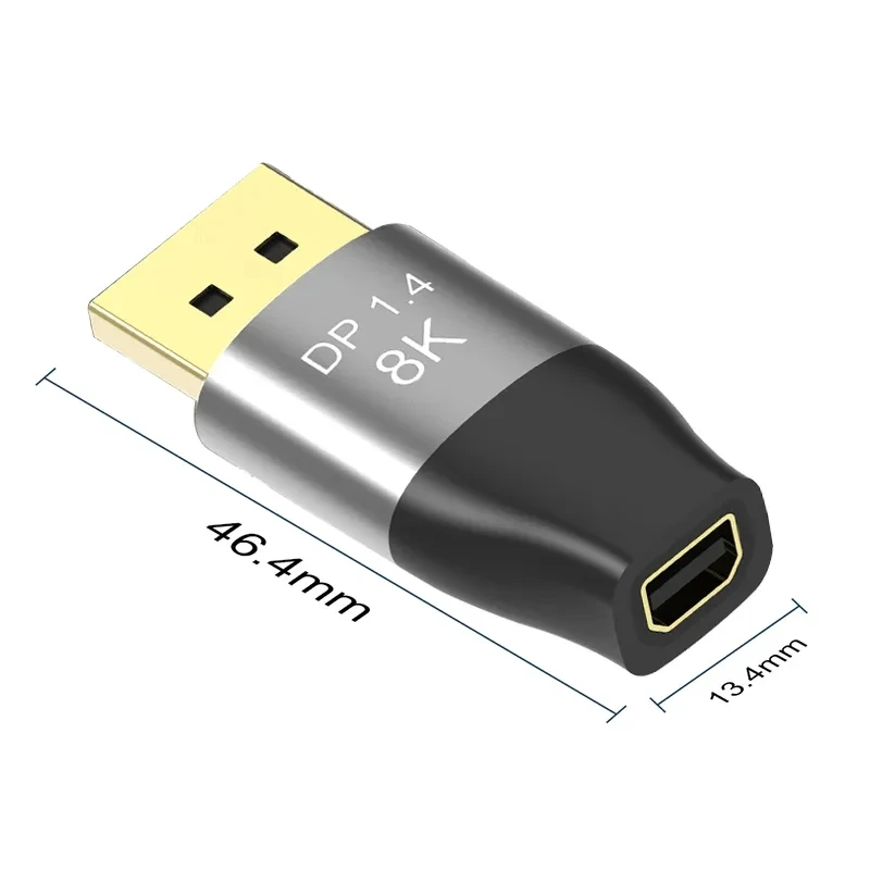 Mini DP to DP Adapter Bi-Direction DP 1.4 8K@60Hz 4K@144Hz 2K@ 165Hz Displayport 1.4 Male to Mini Displayport Female Converter