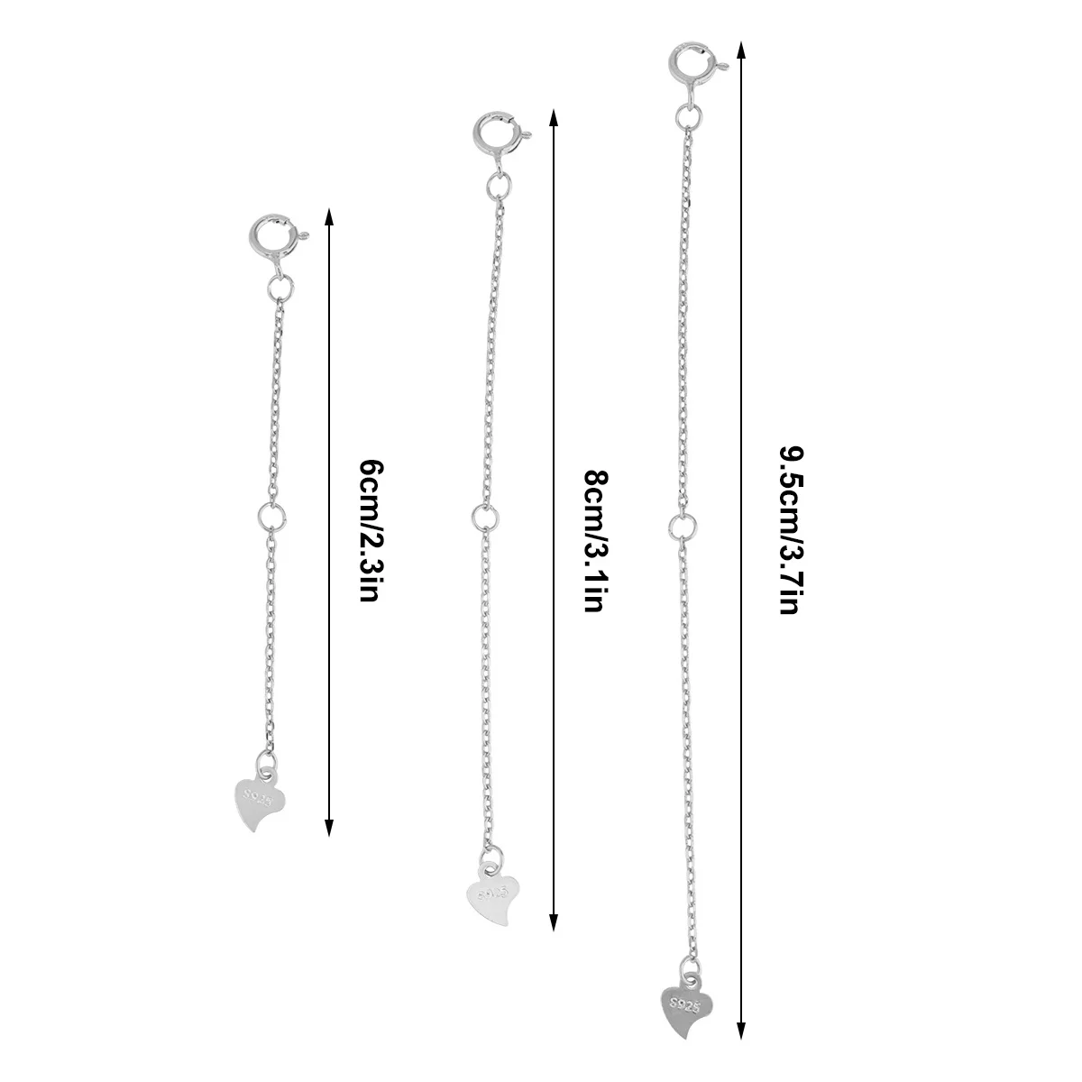 3Pcs Silver Extender Chain Shiny Extension Chain for Bracelet Necklace Accessory DIY Jewelry Extender Bracelet Extenders