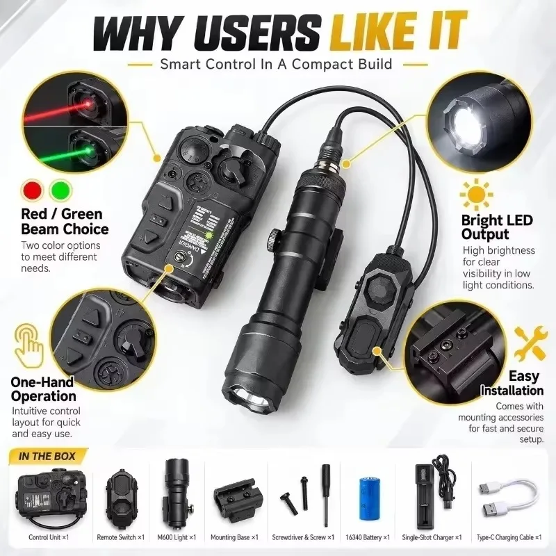 Portable Green LED Light Assembly With Switch, Bright Concentrated Beam, Adjustable Bracket, Night Outdoor Activity Kit
