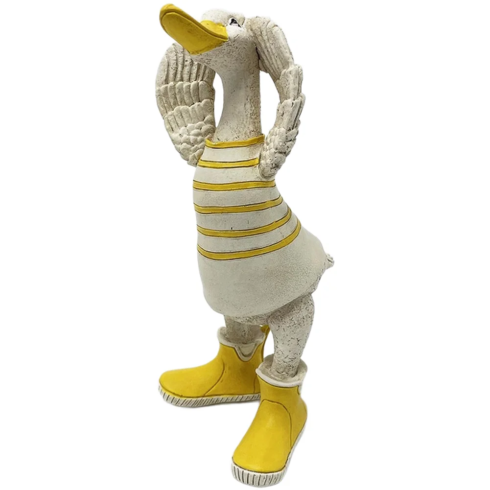 Playful Marine Resin Duck for figurine with Heart Shape Wings Desktop Ornament for Home Office or Study Area Decor