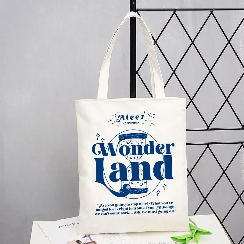 Txt-Bolso de mano de lona para compras, Bolsa Reutilizable de diseño inspirado en la tienda, color azul