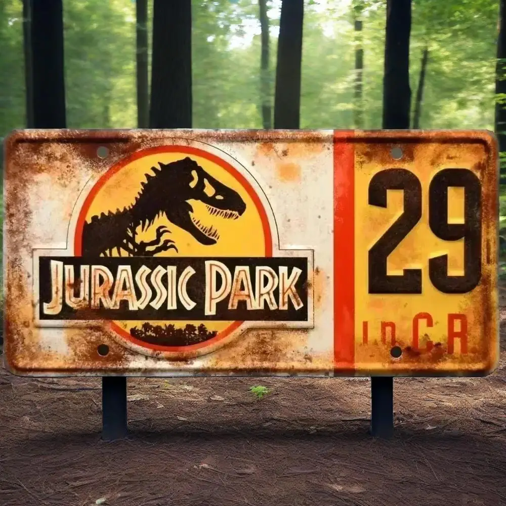 Distressed Vintage Metal Wall Sign Jurassic Park Explorer Jeep Classic Movie Theme Premium Hanging Decor For Bar Club Home Inter
