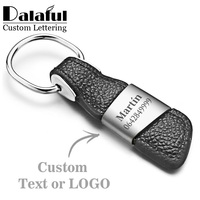 Genuine Leather Keychains Custom Lettering Keyrings Metal Engrave Name Customized Logo Personalized Gift Key Chain Car K375