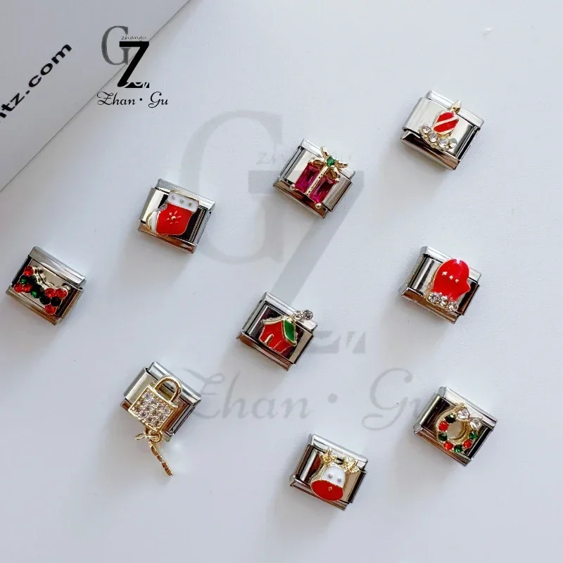 New ZhanGu 2023 New Fashion Christmas Collection Charm Italian Links Fit 9mm Bracelet Stainless Steel Jewelry DIY Making