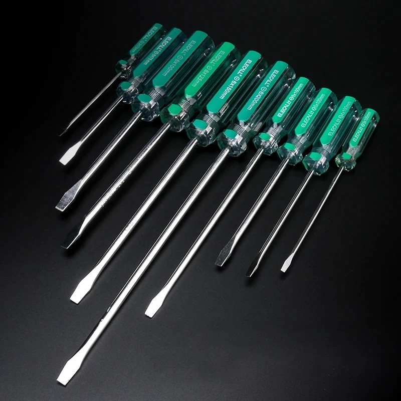 Magnetic Head Green Color CRV Slotted Screwdriver