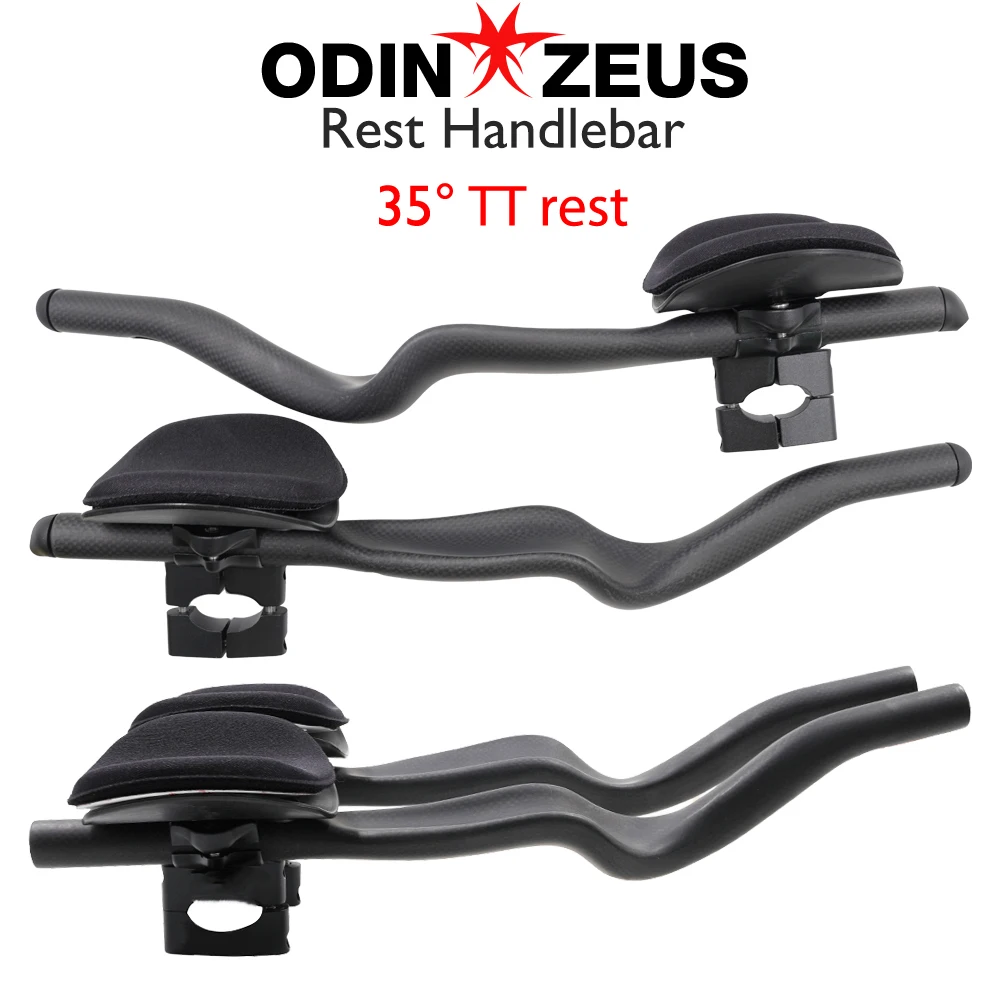 

OdinZeus Road Bike Triathlon Time Trial,3K Full Carbon Matte Bicycle Rest TT Handlebar 35degree For Aero Extension Handlebar