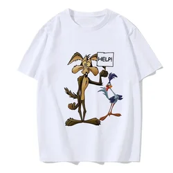 Funny Wile E Coyote Tee Shirt Men Women Cartoon Casual T-shirt Graphic EU Size Tops Streetwear Y2k Tshirt Hip Hop Gothic Clothes