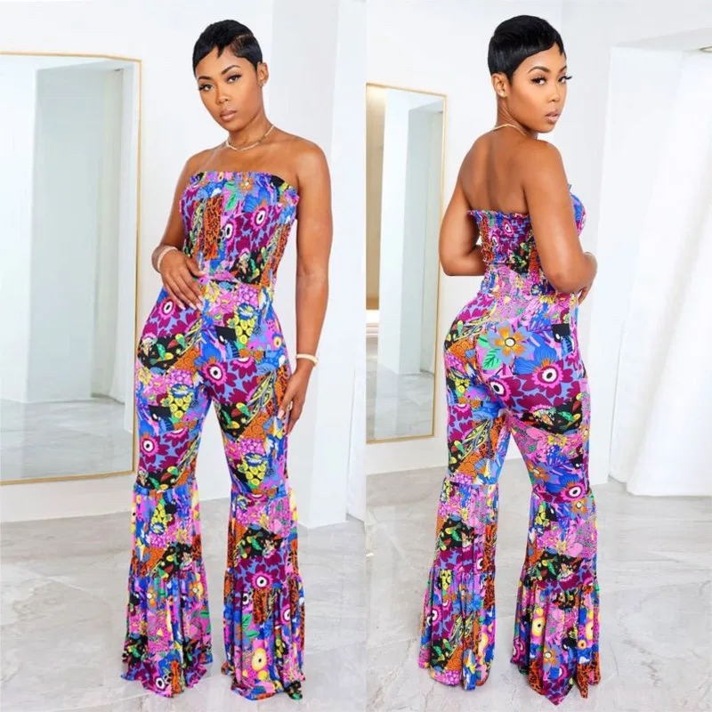 

Dress For Women Beach Outfit Outlet 2024 Sexy Print Size Lace Rompers Flared Pants Polyester Bathing Suit Cover Up Swimsuit