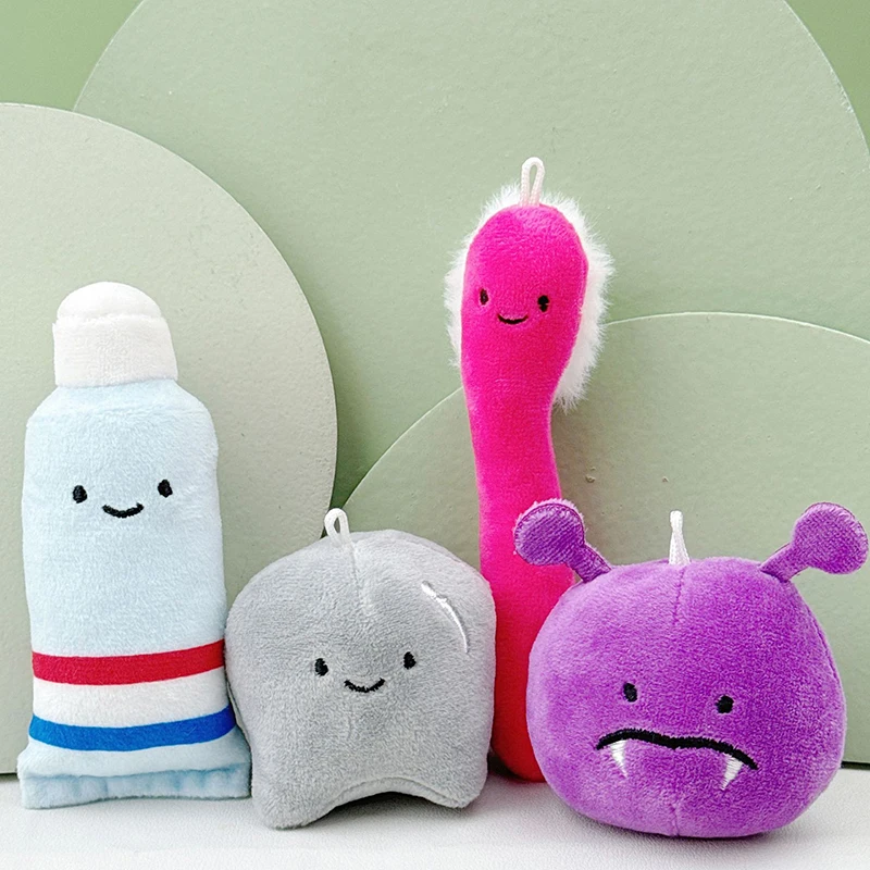 1PC New Arrival Cute Fun Plush Keychain Toy Cartoon Tooth Toothpaste Toothbrush Dolls Keyring Bag Pendant For Kids Gifts 2024