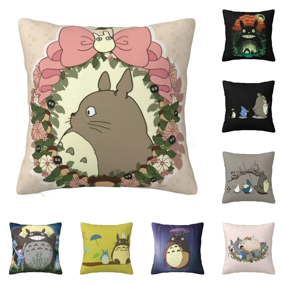 Personalized Cute Cartoon Anime Throw Pillow Case Cushion Cover Square Cotton Pillowcase for Home Bed Sofa Car Office 18x18 Inch