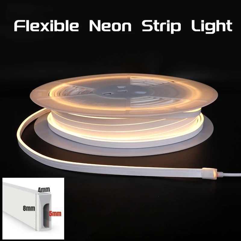 4x8mm Super Thin LED Neon Strip Light DC12V Flexible Waterproof Silicone Tube Diffuser Recessed Cabinet Bedroom Tape Neon Lights