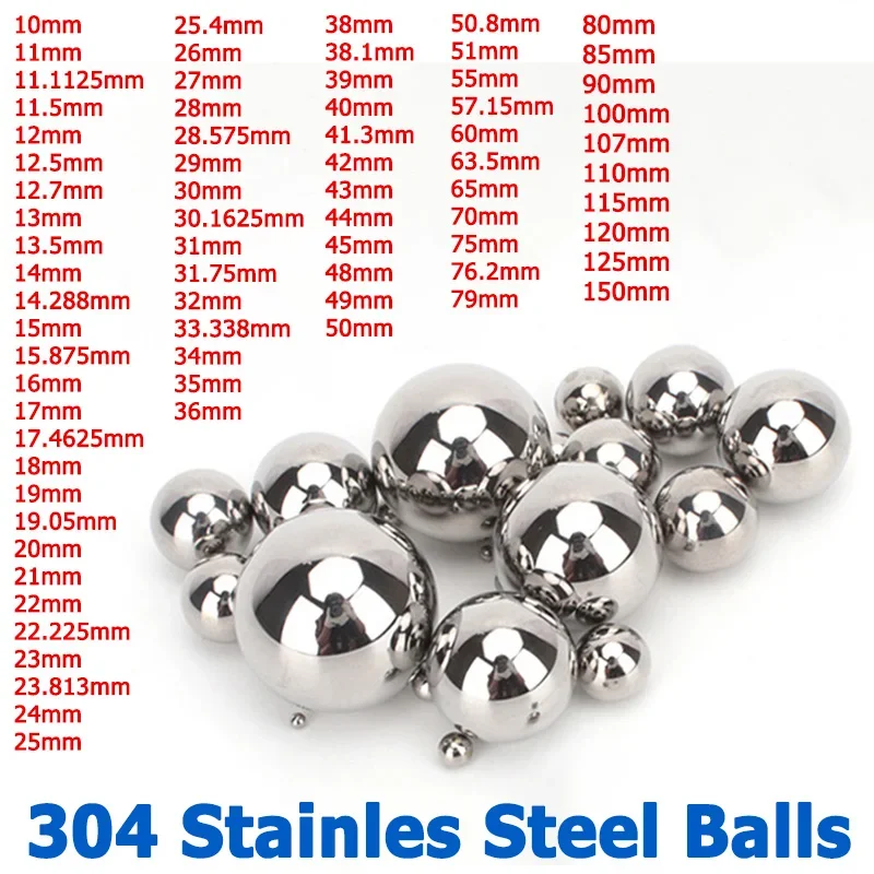 

1-10pcs Dia 10-150mm 304 Stainless Steel Balls 11/12/12.5/12.7/13/14/14.288/15/16/17/18/19/20/31/38/43/51.75~125mm Solid Ball