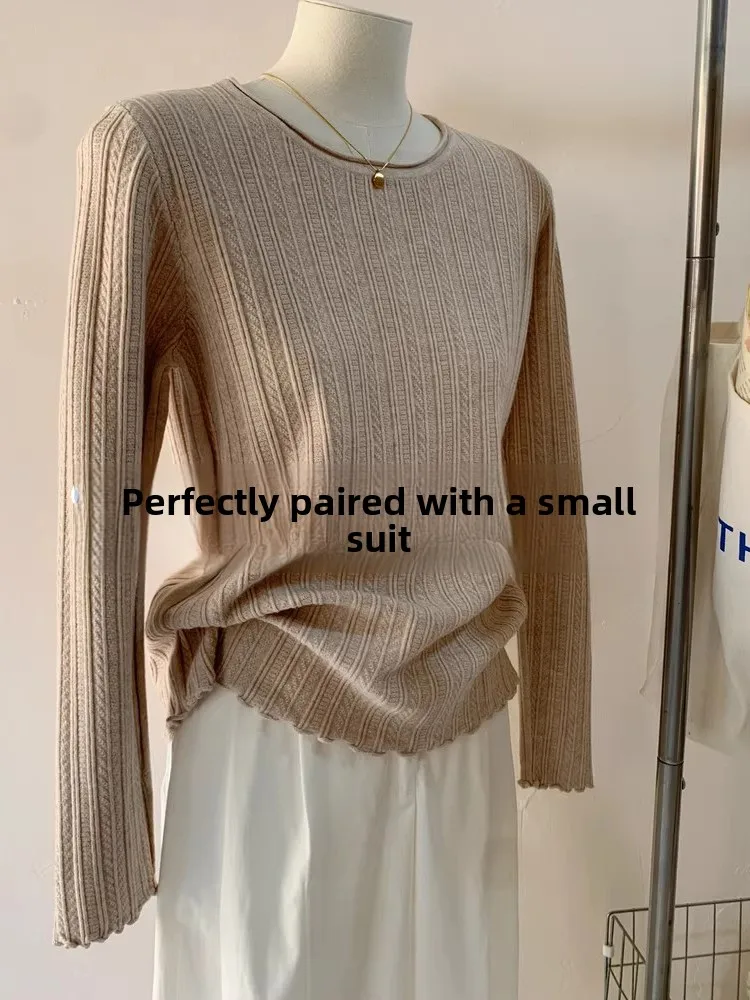 

Women's round Neck Knitted Sweater Slim Fit Inner Wear Suit Top Autumn Winter Fashion Korean Style Casual Elegant Style