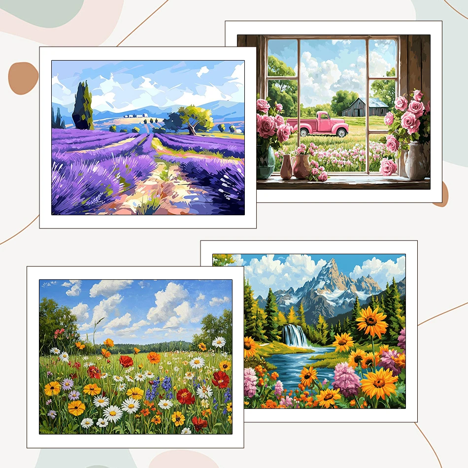 

RUOPOTY Painting By Numbers Draw Flowers scenery Diy 40X50cm On Canvas Acrylic Paints Drawing Crafts Art Supplies Handmade Kits