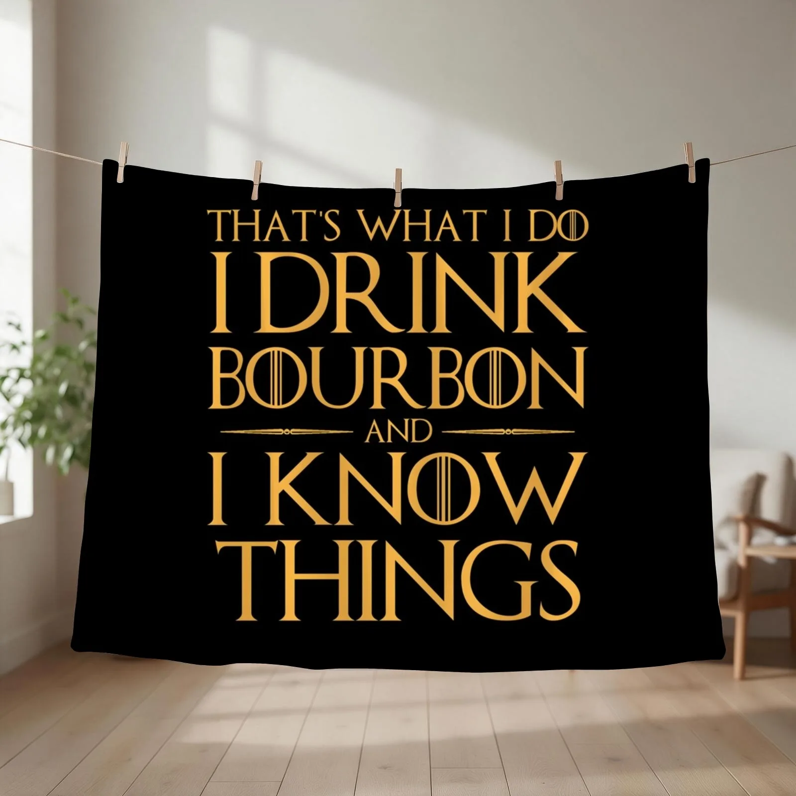 I Drink Bourbon and I Know Things Essential Throw Blanket couch cozy soft plush fuzzy picnic outdoor blanket