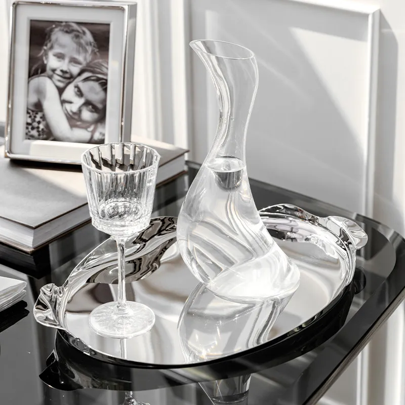 European Style Stainless Steel Serving Tray Luxury Tableware Plate for Cup Organizer Hotel Household Decorative Dinner Platter