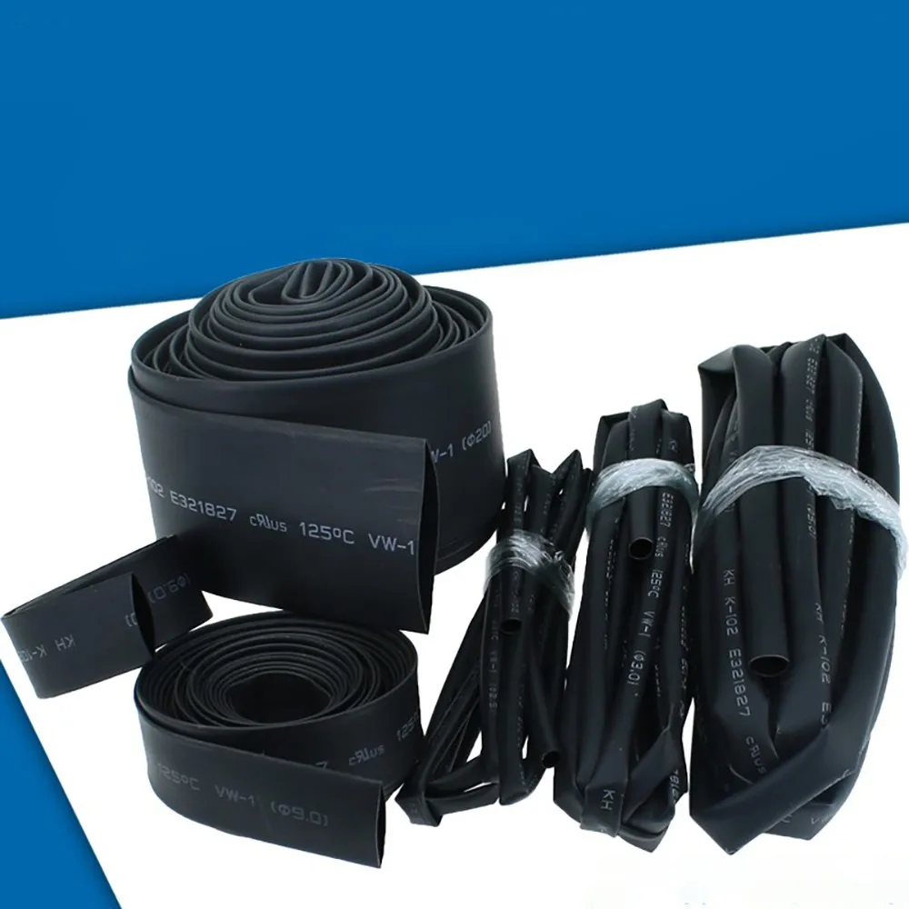 أنبوب حراري قابل للسحب من مادة البولي فاي، واقي دي كابلي دي ريباراتشن دي فيل روند بريكولاج، غين نوير، قطر 1: 1، 1 ~