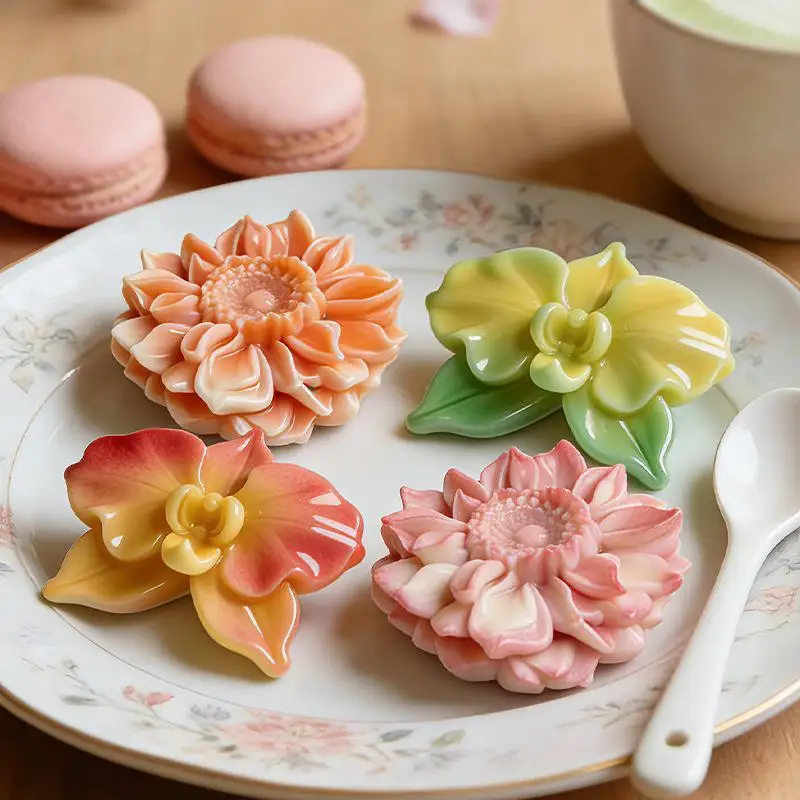 1PC Mousse Cake Baking Mold A Delicate And Compact Orchid Silicone Mold, Delicate Orchid Petals Aromatherapy Gypsum Soap Mold